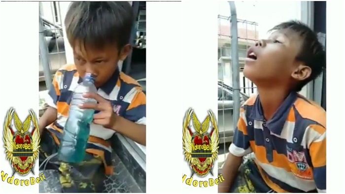 Bocah lelaki diduga mabuk akibat mengirup bau pertalite