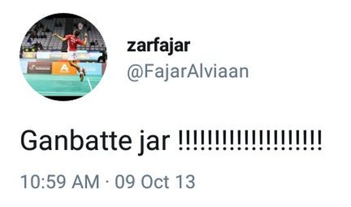Status Twitter Fajar Alfian yang alay pada 2013.