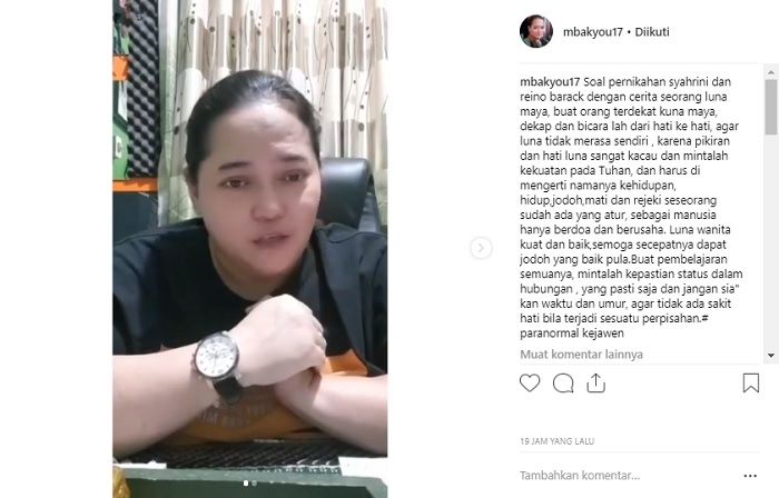 Mbak You mengungkapkan Luna Maya sedang hancur