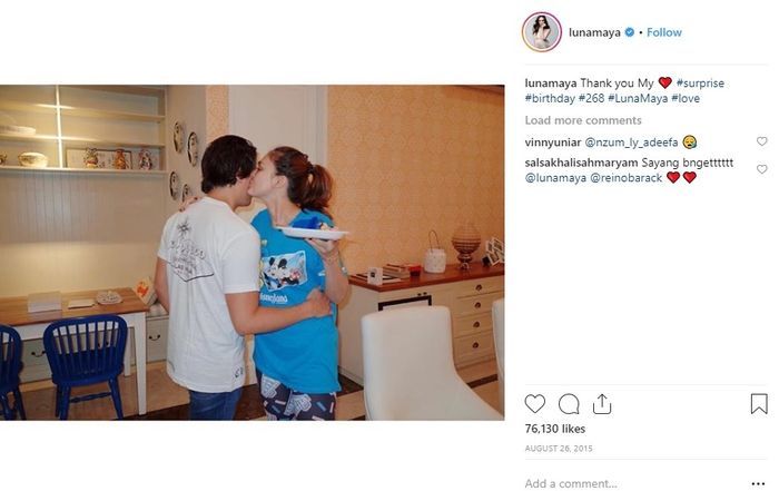 Momen Reino Barack rayakan ulang tahun Luna Maya