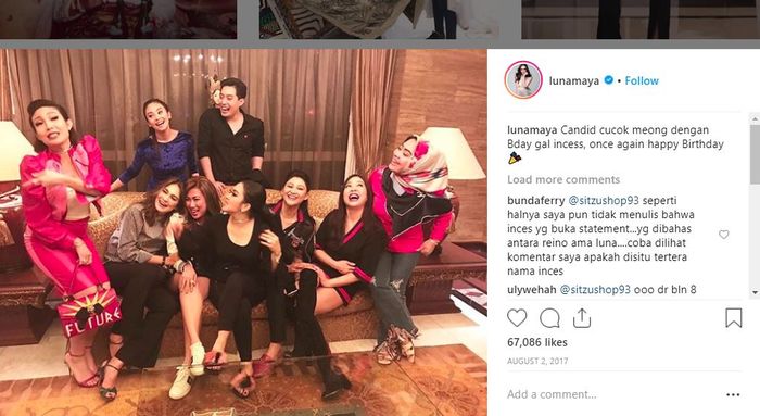 Tangkapan layar unggahan Luna Maya saat memberi kejutan ulang tahun Syahrini.