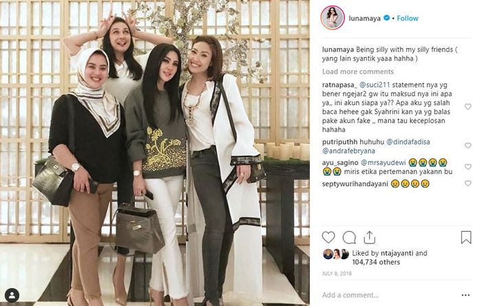Tangkapan layar unggahan Luna Maya.
