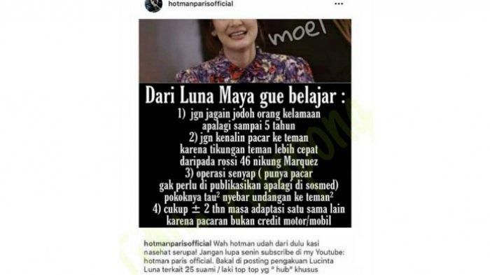 Unggahan Hotman tentang belajar dari Luna Maya