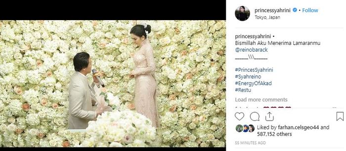 Postingan Syahrini saat dilamar Reino Barack