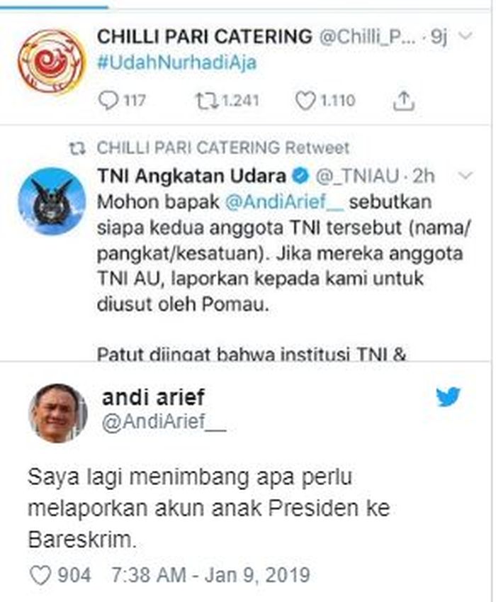 Andi Arief sempat ingin melaporkan akun twitter Gibran Rakabuming ke Bareskrim.
