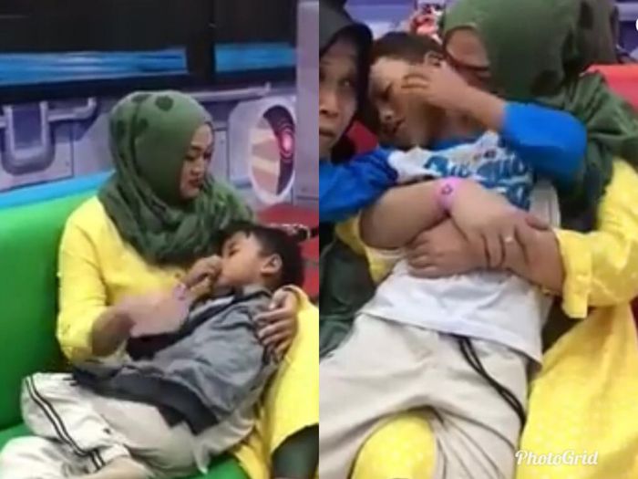 Lina saat momong anaknya.