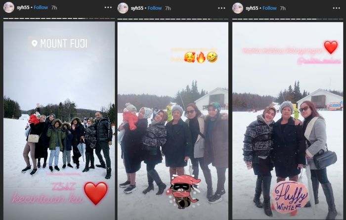 Keluarga besar Syahrini asyik main salju di Gunung Fuji, Jepang
 