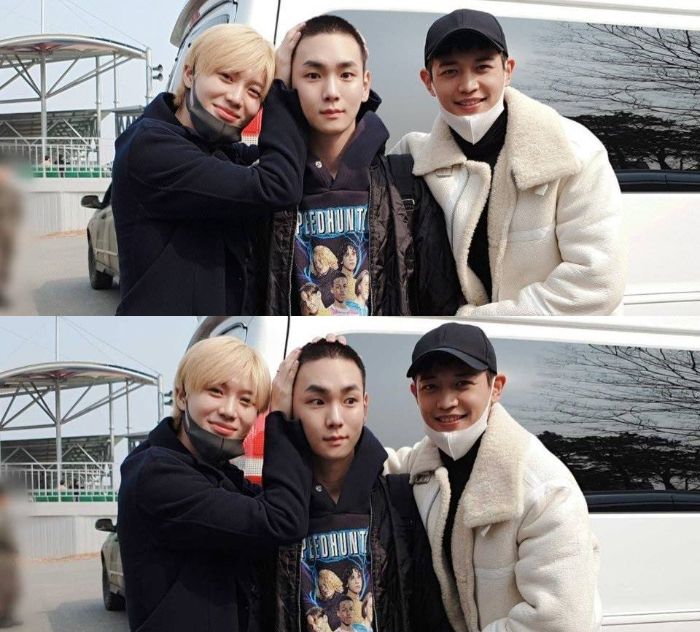 Perpisahan Key dengan rekannya di Shinee, Minho dan Taemin.