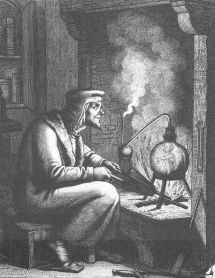 Gambar Faust dan homunculus abad ke-19
