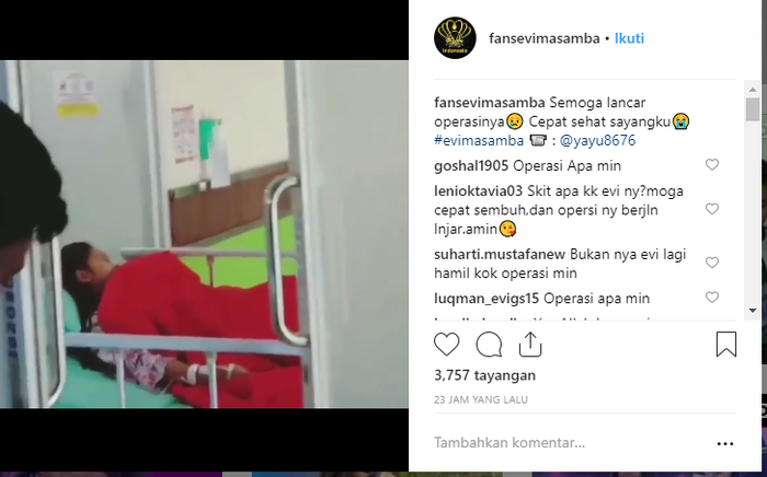 Evi Masamba operasi usus buntu