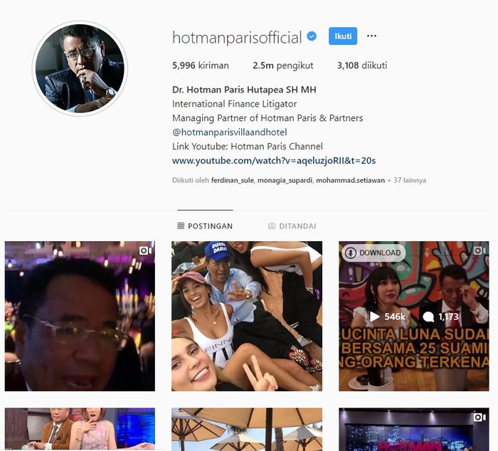 Hotman Paris hapus foto luna maya dari Instagramnya