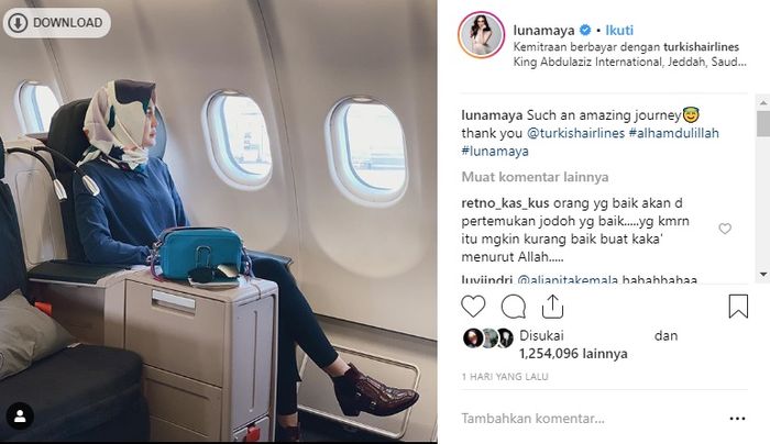 Unggahan Luna Maya pulang menjalankan umrah