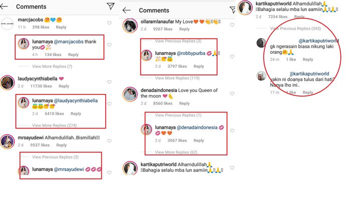 Luna Maya tidak membalas komentar kartika putri