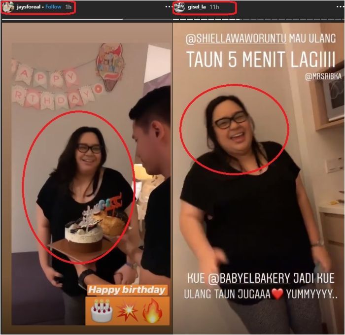 Wijin dan Gisel rayakan ulang tahun teman bersama.