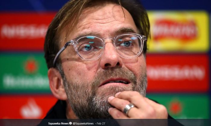 Pelatih Liverpool, Juergen Klopp, saat konferensi pers jelang pertandingan melawan Bayern Muenchen