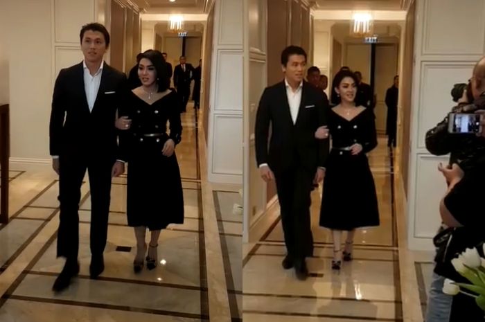 Penampilan perdana pasangan fenomenal Syahrini dan Reino Barack saat jumpa pers setelah menggelar pernikahan tertutup Jepang