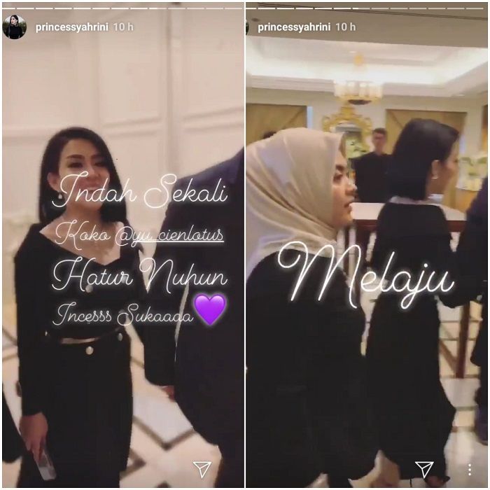 Syahrini sebelum dan baru memasuki ruangan konferensi pers selalu menggenggam tangan suaminya.