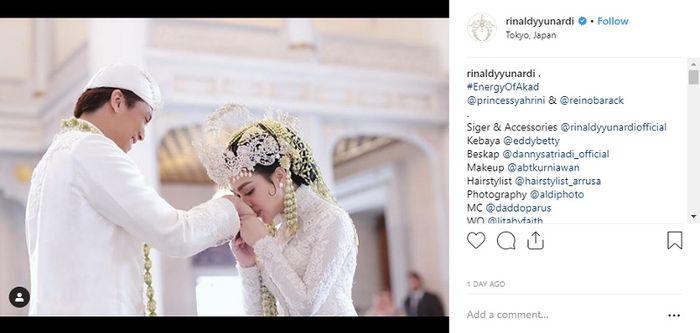 Siger sunda Syahrini rancangan Rindaldy Yunardi