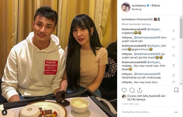Lucinta Luna pamer cincin tunangan di meja makan