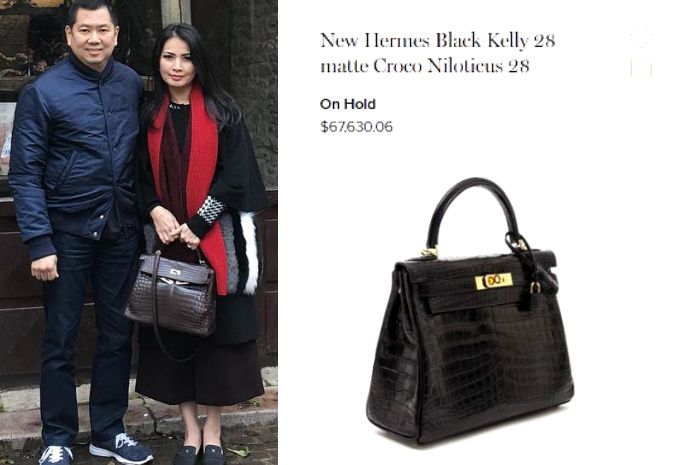 Koleksi tas mewah Liliana Tanoesoedibjo - New Hermes Black Kelly 28 Matte Croco Niloticus