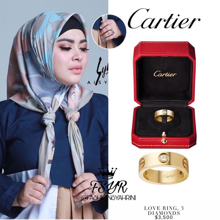 Koleksi perhiasan mewah adik istri Reino Barack Syahrini, Aisyahrani: Cartier Love Ring 3 Diamonds