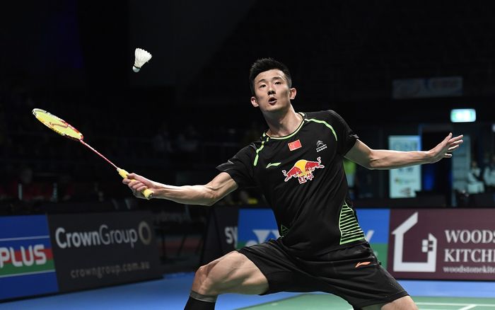 Salah satu wakil China pada nomor tunggal putra, Chen Long.