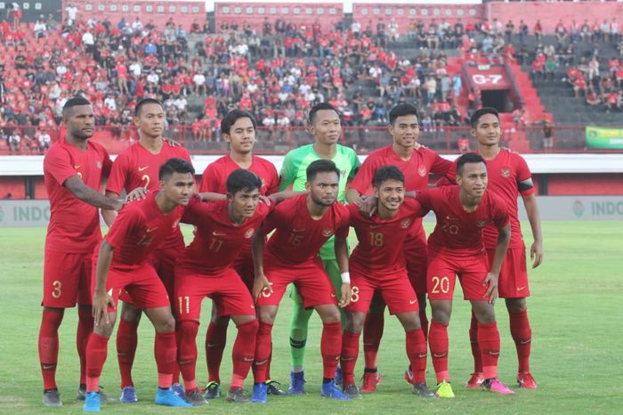 Timnas U-23 Indonesia saat uji coba melawan Bali United