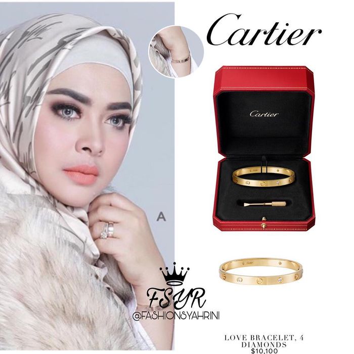 Koleksi perhiasan mewah adik istri Reino Barack Syahrini, Aisyahrani: Cartier Love Bracelet 4 Diamonds