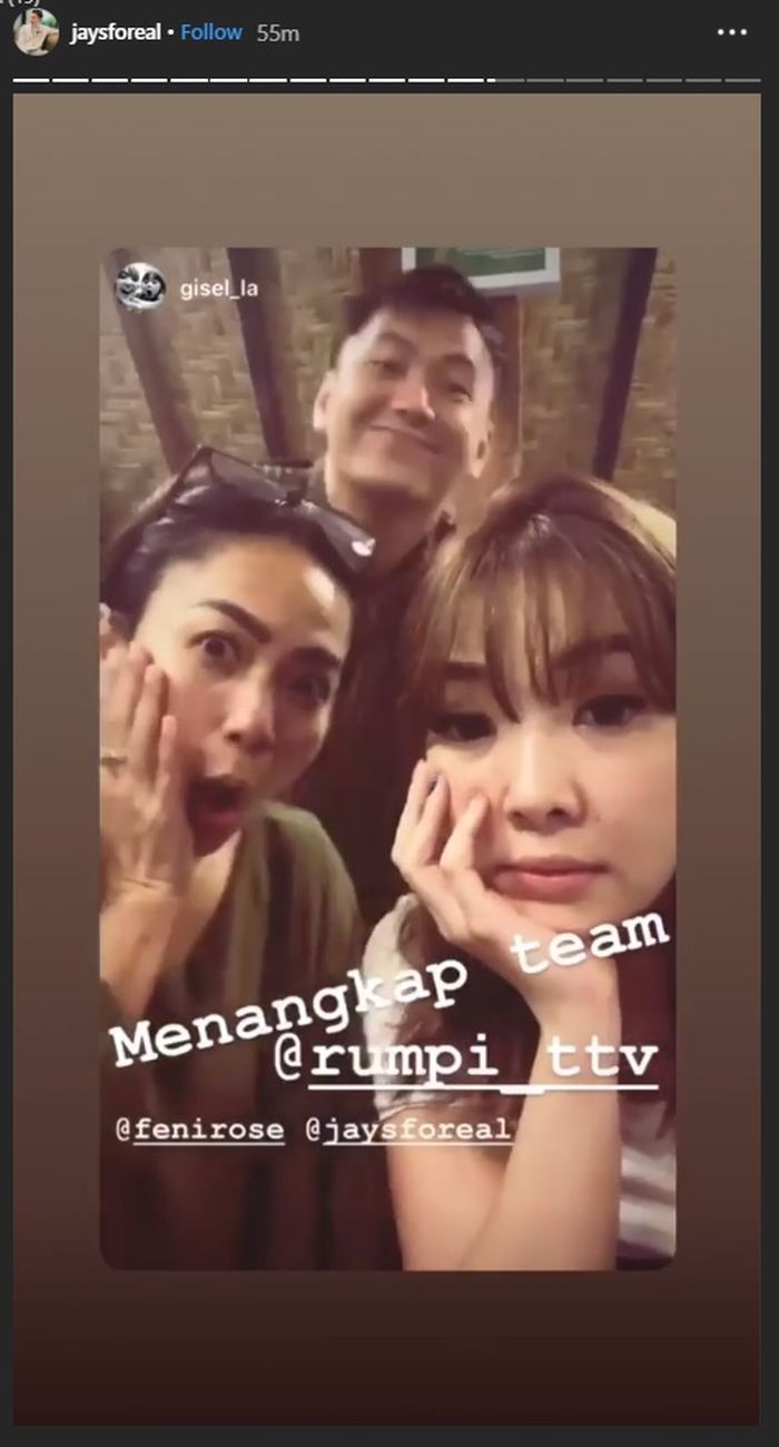 Wijin mengunggah Instagram Story milik Gisel
