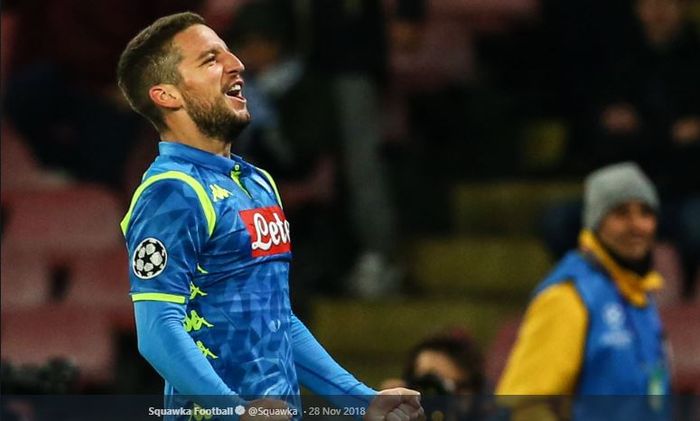 Penyerang Napoli, Dries Mertens, mematok kemenangan bagi timnya saat jumpa Arsenal pada babak perempat final Liga Europa.