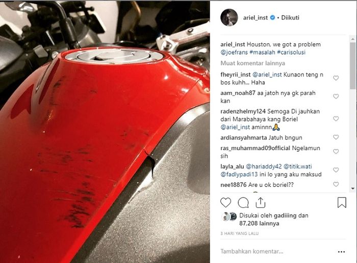 Kondisi <a href='https://pontianak.tribunnews.com/tag/motor' title='motor'>motor</a> <a href='https://pontianak.tribunnews.com/tag/ariel-noah' title='Ariel NOAH'>Ariel NOAH</a>