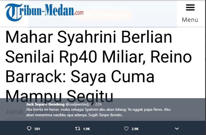 Unggahan Twitter Sudjiwo Tedjo