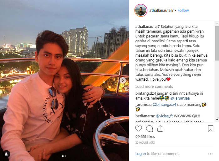 Anniversary Satu Tahun Pacaran dengan Aisyah Aqilah, Athalla Naufal: Makasih Udah Sabar dan Tulus Sama Aku