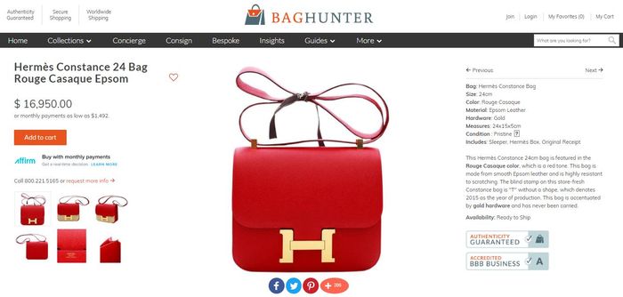 Hermès Constance 24 Bag Rouge Casaque Epsom
 