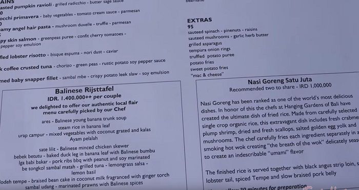 Nasi goreng seharga Rp1 juta