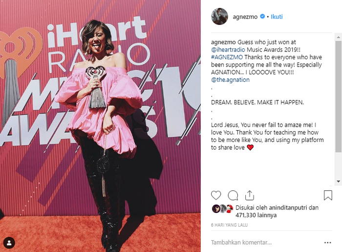 Agnez Mo terima penghargaan