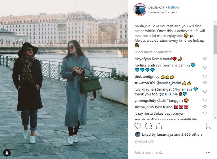 Luna Maya dan sahabatnya saat berada di Swiss
