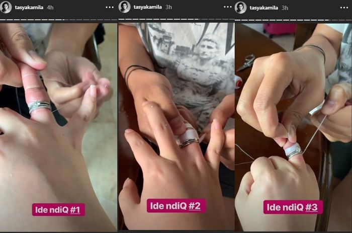 Randi Bachtiar gunakan benang untuk melepas cincin kawin dari jari Tasya Kamila
