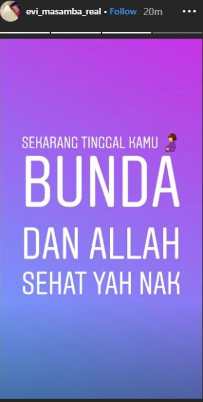 Unggahan terbaru di Instagram Story Evi Masamba.