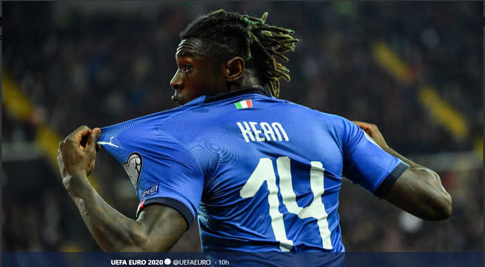 Moise Kean, penyerang muda Juventus mencetak gol pertamanya untuk timnas Italia, Sabtu (23/3/2019).