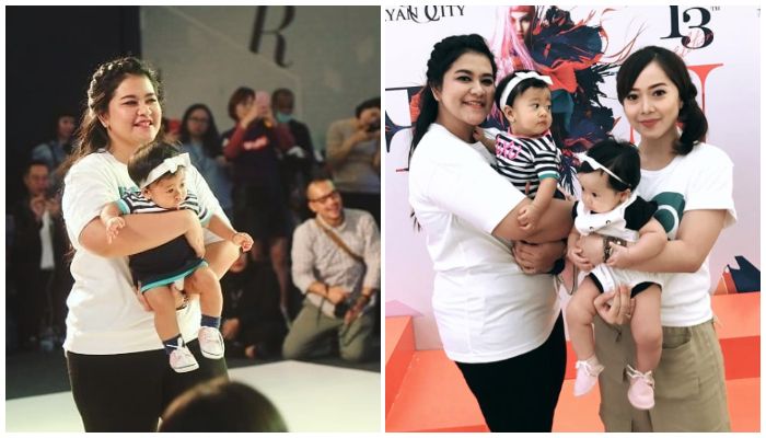 Penampilan menggemaskan Sedah Mirah dalam pagelaran adibusana perdananya bersama sang bunda, Kahiyang Ayu.