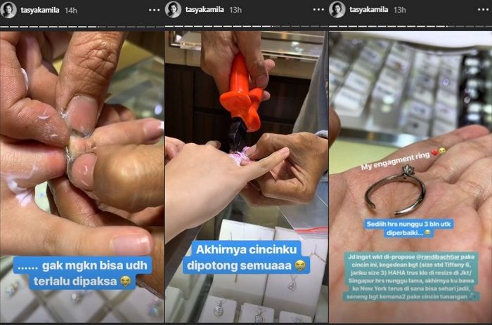 Cincin Tunangan dan Cincin Kawin Tasya Kamila dipotong