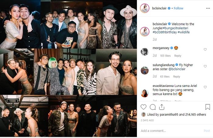 Luna Maya dan Ariel Noah bertemu di acara ulang tahun Bunga Citra Lestari. 