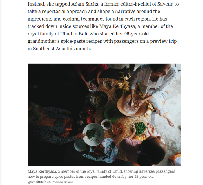 Tjokorda Maya dan Happy Salma masuk artikel The New York Times usai memperkenalkan masakan khas Bali