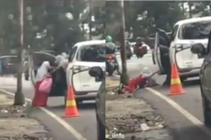 Viral Video Bocah Ditendang ke Luar dari Dalam Mobil di Malang