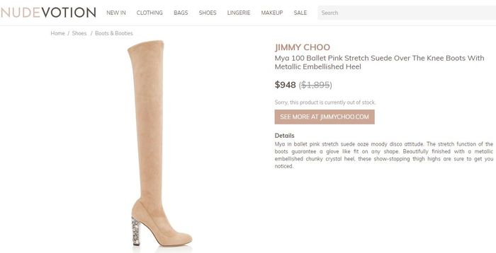 Jimmy Choo - Mya 100 Ballet Pink Stretch Suede Over the Knee Boots with Metallic Embellished Heel