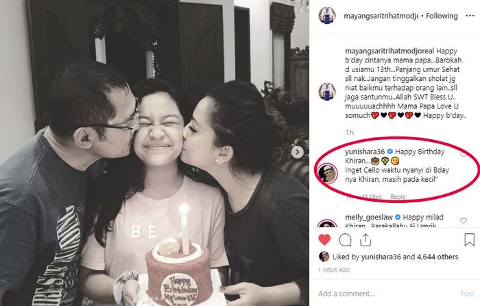 Komentar Yuni Shara di hari ulang tahun Khirani Trihatmodjo.