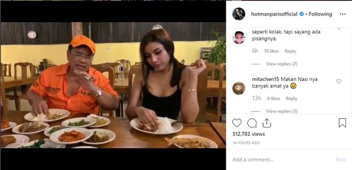 Porsi nasi Padang Millendaru saat makan dengan Hotman Paris bikin salah fokus