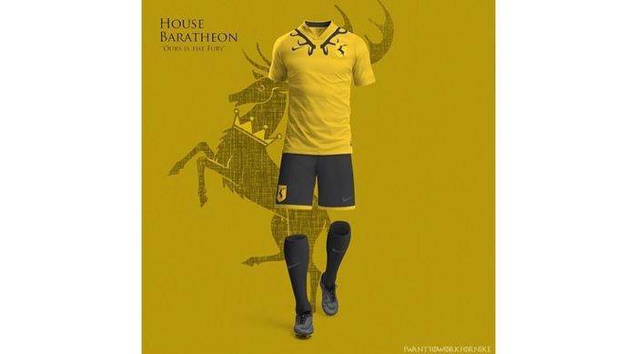 Seragam sepak bola ala Game of Thrones yang dibuat oleh desainer Nerea Palacios.