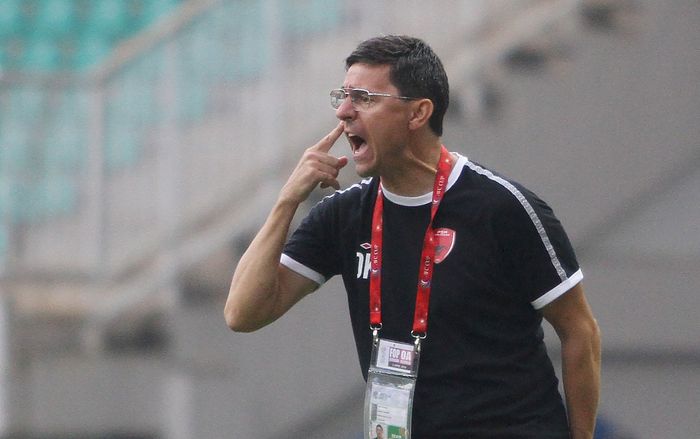 Pelatih PSM Makassar, Darije Kalezic, pada laga kontra Kaya FC di, Stadion Pakansari, Kabupaten Bogor, Selasa (2/4/2019).